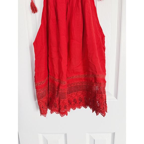 Alice + Olivia Cottagecore Tassle Cami Tank Top XS Red Boho Designer Holiday - Picture 5 of 10